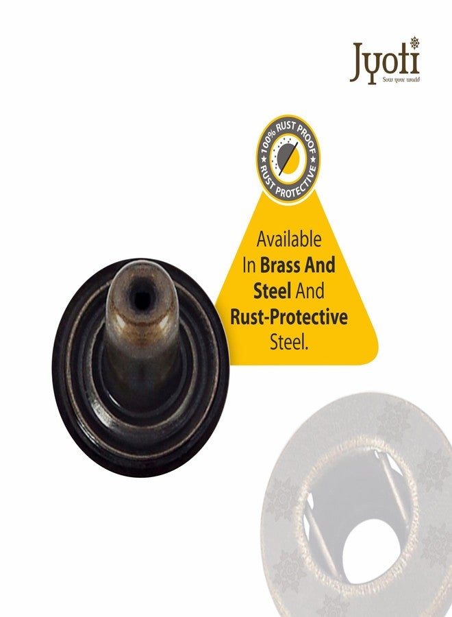 Jyoti Snap Button (120 Sets of Size VT - 8/15mm of Steel in Antique Brass Finish) Strong Grip Round Studs Clasp, Fasteners for Sewing, Purses, Bags, Leather, Clothes & DIY Works - Pack of 1 Pouch - Image 4